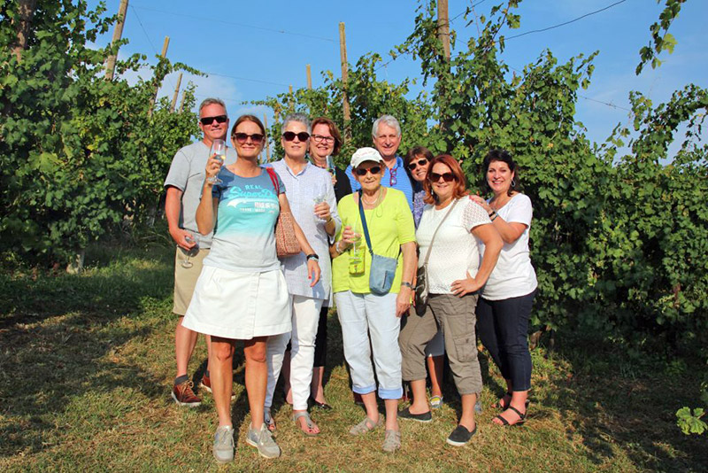 Group in Vineyard on Prosecco Tour