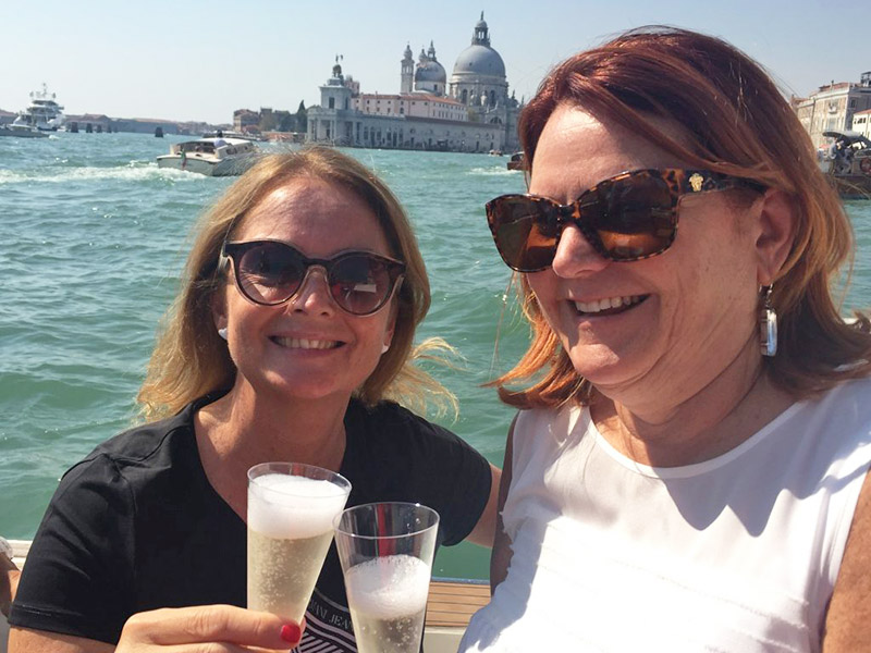 Drinking Prosecco on Boat in Venice for Prosecco Tour